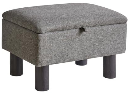 Aibiju Fußhocker mit Holzbeinen,rechteckiger Ottoman mit gepolstertem Sitz, Hocker zum Wechseln der Schuhe, Fußstütze für Wohnzimmer, Schlafzimmer, Eingangsbereich, Büro, Hellgrau, YD-JD1364