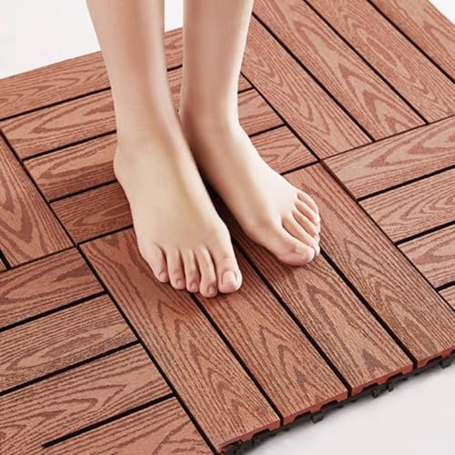Aeovot Moderno Piazza Legno di Plastica Pedana Doccia, Resistente all'Acqua Antimuffa, per la Vasca e la Sauna, Facile da Installare, può Essere Giuntato a Piacimento(4 PCS)