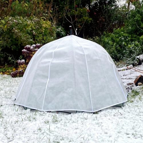 GardenSkill Garden Fleece Plant Frost Protection Cover | 50GSM Horticultural Winter Jacket Cloche Dome for Pot Planter Raised Bed Flower + Pegs, Support Stake, Connector (1.2x0.75m H, Pk 2)