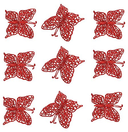 MAGICLULU 10stücke Glänzende Holzbutterflies Für Weihnachtsbaum-Dekoration Kunststoff Mit Für Festliche Anlässe Für Hochzeiten Partys Und Weihnachten