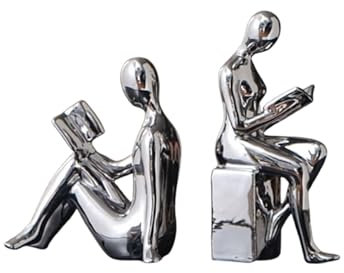 HGTYDV2 Serre-Livres en céramique, Statue de Lecteur en Porcelaine, Serre-Livres décoratifs, Figurine de Livre de Lecture, Support de Livre, Sculpture d'art Abstrait, Support de Livre