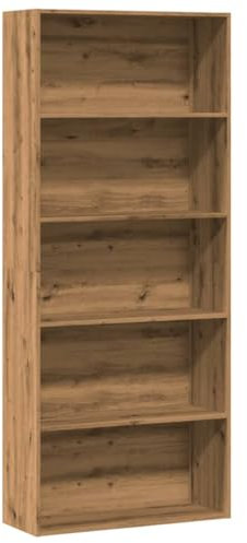 vidaXL Book Cabinet/Bookcase - 5 Shelf Storage Bookshelf, Room Divider - Artisian Oak, Engineered Wood, 80x30x189 cm - Living Room/Bedroom