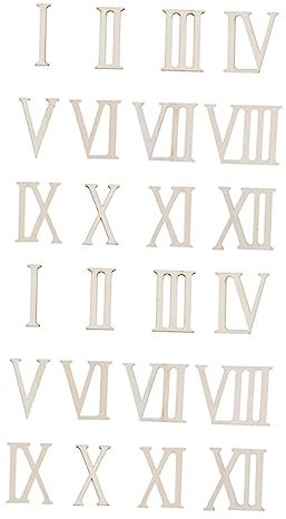 Operitacx 48-teiliges Set Holzchips Mit Römischen Ziffern Unfertige Diy-plakette Römische Zahlen Goldene Zylinderperlen Hochzeitsdekorationen Digitaluhren Diy Basteldekoration Holztafel