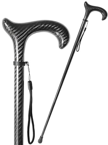 Gehstock aus Kohlefaser, leicht, tragbar, mit Handschlaufe und T-Griff für Senioren und Erwachsene, ergonomisch, stabiler Kohlefaser-Gehstock, 96 cm