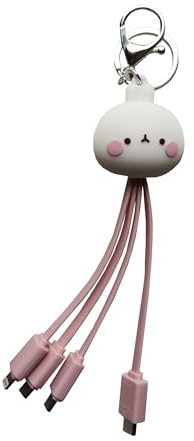 WONDEE Molang 3-in-1-Universal-Ladekabel [1,2 m] Molang Puppe – 3-in-1 USB auf USB C/Lightning/Micro-USB, kompatibel mit Apple, iPhone, Samsung und allen
