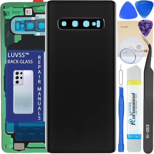 LUVSS Akkudeckel Kompatibel für Samsung Galaxy S10 Rückseite Glas Deckel Original Backcover Ersatz Reparatur Set SM-G973F/DS (Schwarz)