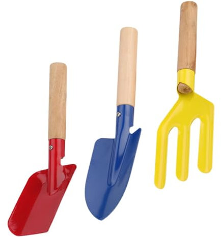 QUMIIRITY 3St Gartengeräte-Set dreiteilig Gartenschere Bagger Rechen Rasen Schaufelgarten gartenwerkzeug Gardening Tools gartenschippe Gartentrowel Gartenversorgung Pflanzwerkzeug hölzern