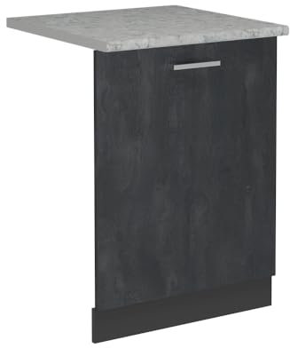 Vicco Panel Frontal del lavavajillas R-Line, Hormigón Negro, 60 cm, ET Mármol