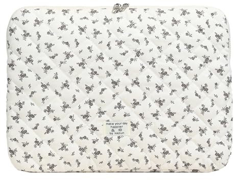 RuiDay Housse pour Ordinateur Portable, Pochette Ordinateur Portable, Sac fourre-Tout Matelassé, Compatible avec Les Ordinateurs Portables de 13/14/15 Pouces (Noir, L)