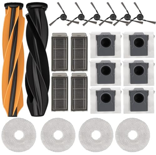 Accessoires pour Dreame X50 Ultra Complete/L50 Pro Ultra/X50 Master aspirateur robot, 2 brosses principales, 6 sacs à poussière, 4 filtres HEPA, 6 brosses latérales, 4 chiffons