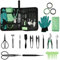 24PCS Bonsai Werkzeug Kohlenstoffstahl Robust Bonsai Werkzeugset mit Eine Aufbewahrungstasche Tragbar Multifunktionale Gartengeräte Set zum Beschneiden von Stämmen Ästen Dünnen Wurzeln