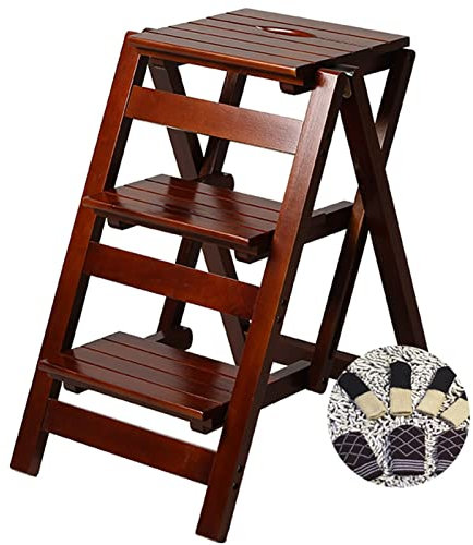 Robuster 3-stufiger Klapptritt für Erwachsene, rutschfeste Holzleiter, Mehrzweck-Stehleiter für Zuhause, Büro, Badezimmer, 227 kg Kapazität, stabiler, tragbarer Stuhl