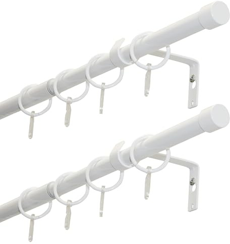 GARDINIA Gardinenstange Cap 2er-Set, 1-Lauf, Ø 19/16 mm, Vorhangstange, Beidseitig ausziehbar, 120-190 cm bzw. 180-310 cm, Weiß