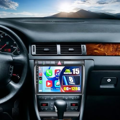Android 15, 6G+128G 8Core GOHHDL Autoradio für Audi A6 C5 1997-2004 S6 1999-2004 RS6 2002-2006 mit Carplay Android Auto, 9 Zoll Touchscreen mit Mirror Link GPS WIFI BT FM/RDS EQ AHD Rückfahrkamera&MIC