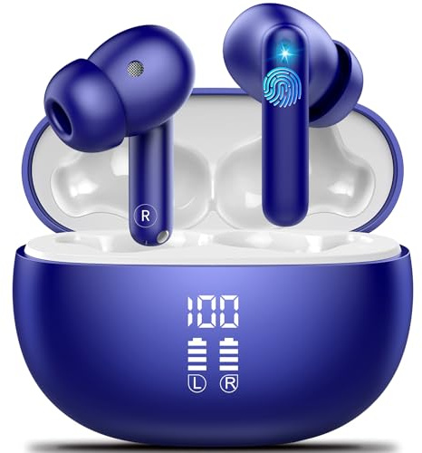 VEKJ AI Cuffie Traduzione, 3-in-1 Bluetooth 5.4 Traduttore Istantaneo Vocale con 164 Lingue/6 Modalità di Traduzione, 42 Ore Auricolari di Traduzione con ENC e APP, Cuffie Bluetooth per Viaggi Blu