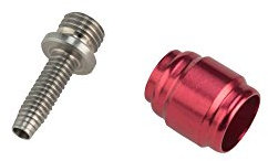 Sram Spare - Disc Brake Spare Lever Hydraulic Disc Brake Hose Fitting Kit Includes 1 Threaded Hosebarb, 1 Red Comp Fitting Qty 1 -Stealthamajig: Black