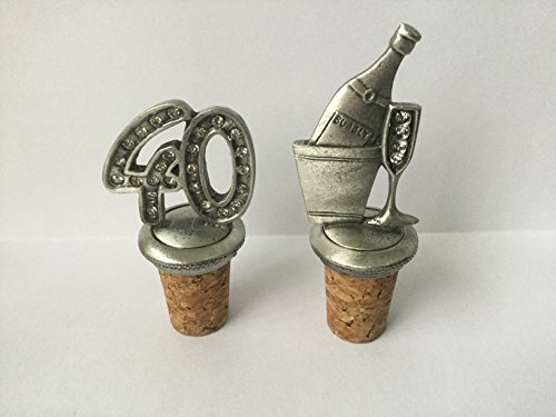 40th Birthday and Champagne Bottle UK Made Pewter Bottle Stopper