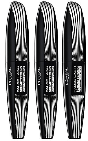 L'Oréal Paris False Lash Schmetterling Midnight Blacks Mascara, schwarz - Wimperntusche für maximal entfaltete Wimpern - 3er Pack (3 x 7 ml)