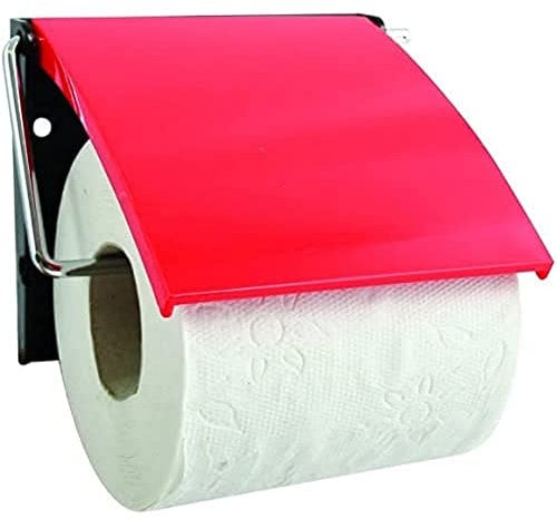MSV Bad Serie Toilettenpapierhalter WC Rollenhalter Papierhalter Klopapierhalter mit Klappe - Rot