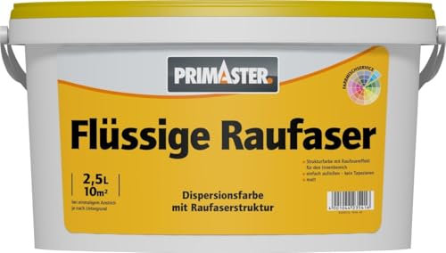 Primaster Flüssige Raufaser 2,5L Weiß Flüssigtapete Strukturfarbe Streichtapete