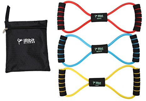 iRibit Fitness Figure 8 Toner Resistance Exercise Tube Band Set of 3