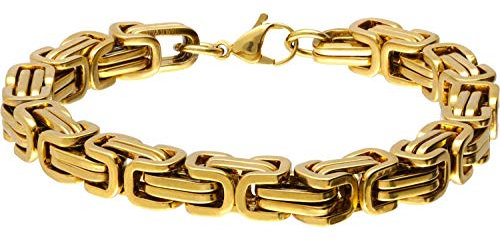 FILANGO Chirurgenstahl Königsarmband goldfarben Karabinerverschluss Mode Schmuck Armband Goldfarben 5 mm