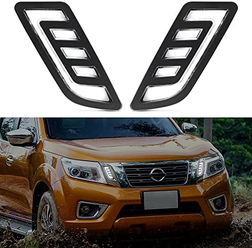TUNEZ® Grill Gitter Weißes LED-Tagfahrlicht Kompatibel mit Navara D23 NP300 Weißes LED-Tagfahrlichtpaar 2015 2016 2017 2018 2019