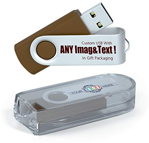 MEINAMI Lot de 50 Clé USB Personnalisée 4 GO Flash Drive USB avec Votre Logo USB 2.0 - Marron