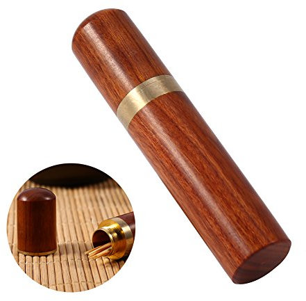 Zahnstocherbehälter Tragbarer Zahnstocherbehälter aus Holz Mini Zahnstocherbox Tasche Zahnstocherbehälter Ultralight Travel Kit(Rosenholz)