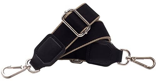 BENAVA Verstellbarer Schulterriemen für Taschen 75-135 cm | Taschengurt Schwarz Breit 40mm | Farbe Karabiner Silber | Taschengurte zum Wechseln | Schultergurt für Taschen