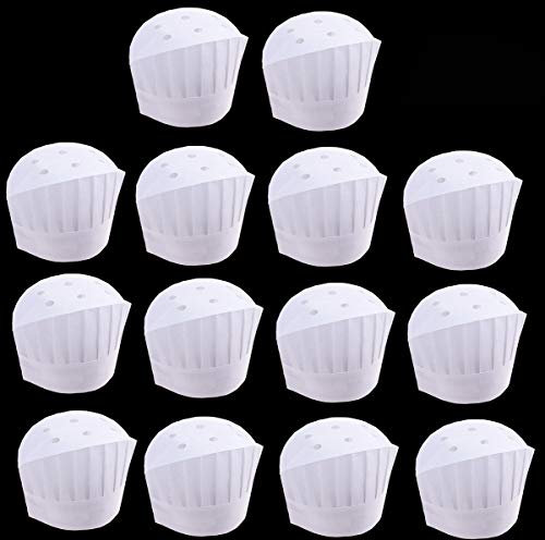 Biluer Desechables Gorros de Cocinero, 40PCS Ajustables Gorros de Chef Gorro de Cocinero de Papel Set de Sombrero de Cocina para Cocina Casera Restaurantes Ocasiones de Comida Clases y Fiestas