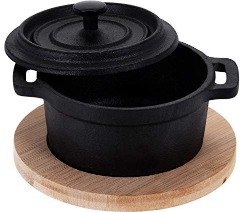 Ofentöpfchen - Gusseisen Topf für Crumble Auflauf Tapas Fajitas Auflaufförmchen mit Deckel 10x7cm