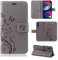 betterfon Hülle Kompatibel mit Wiko View 4 / View 4 Lite | Premium PU Leder Handyhülle Wallet Case für View 4 / View 4 Lite | Schutzhülle Blumen Klapphülle Handyhülle | Grau