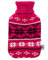 Wärmflasche mit Bezug 2l - weicher Bezug in pinkem Strick mit Weihnachts Design· zur Schmerzlinderung & Entspannnung an Rücken, Bauch, Schulter & Nacken etc. – natürliches Gummi · axion