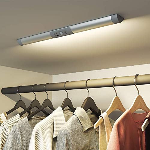 SIBI Wardrobe Lights Motion Sensor, Eye Protection Design, 4000K White, Rechargeable Under Cabinet Kitchen Lighting, LED Lights for Cupboard, Wardrobe, Closet, Stair, 1 Pack