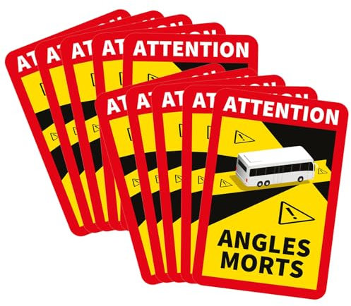 lepni.me 10 Stück Bus Toter Winkel Aufkleber Frankreich | Extra Starke Haftung und UV Schutz | Attention Angles Morts Sticker | Winkel Warntafel Fahrzeugaufkleber (10PCS BUS)
