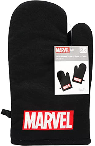 Herding - Marvel Ofen- Grillhandschuhe (2er Set, Schwarz, Polyester Baumwolle, Polyester, 17 x 28 cm)