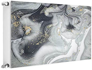 TMK ArtDeko Heizkörperverkleidung Magnetisch Wohnliches Ambiente Einfache Befestigung 80x60 Magnet Heizkörperabdeckung, Marmor Gold