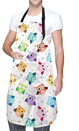 Echoserein Verstellbare Latzschürze für Männer und Frauen, Koch, Küche, Kochen, Grillen, Eulen-Motiv, 33in x 28in / 84cm 70cm