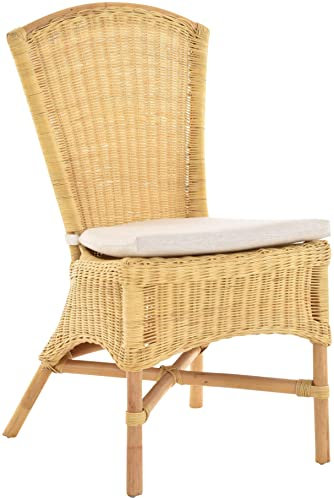 Korb-Outlet Rattan Esszimmer-Sessel Rattanstuhl Esszimmerstuhl Küchenstuhl hohe Rückenlehne (Creme, ohne Armlehne)