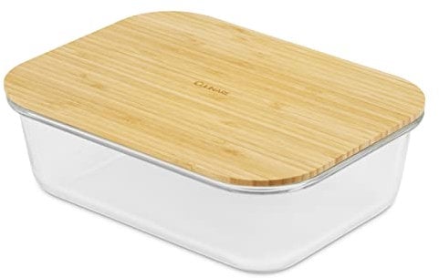 CULINARE Naturals C70025 Glass Container, Sustainable Bamboo/Glass, 1.5L, Food Storage Box with Lid, Kitchen Organisation/Fridge Storage/Fresh Food Preserver, Not Dishwasher Safe