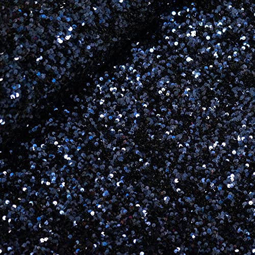 (16,90 /m) Stoff Pailletten Paillettenstoff | Meterware Zuschnitt Glitzer | Fasching Karneval Kostüme Deko Bekleidung | Glitzerstoff (dunkelblau)