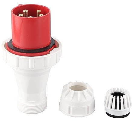 Enchufe Industrial Receptáculo Industrial CEE Conector de Aviación IP67 Enchufe de 5 Pines a Prueba de Agua 63a 220‑415V Rojo para Exteriores