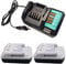 GOLEMON 2X BL1820G Battery 18V 2000Ah BL1813G BL1830G BL1840G 195608-4 + DC18WA Charger Compatible for Makita HP457D TD127D DF457D UR180D UH522D CL183D JV183D