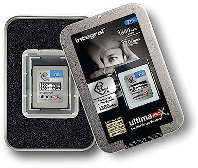 Integral 2TB CFexpress Memory Card Type B 2.0 12K and 8K RAW and 8K 120 FPS 1800MB/s Read 1700MB/s Write Speed 1300MB/s Sustained Write Speed Designed for Advanced Cinematic and DSLR Cameras