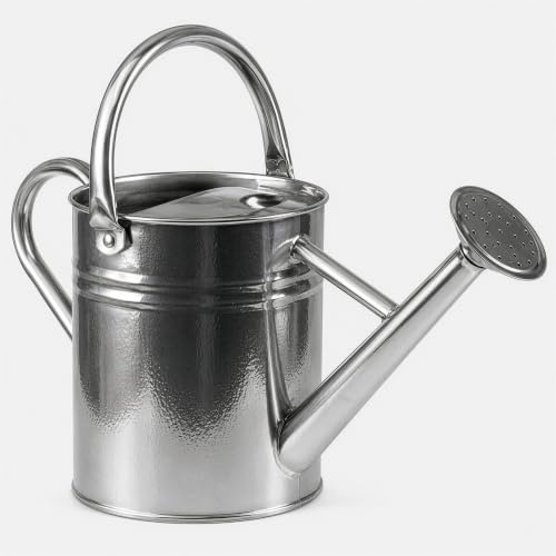 St Helens Home and Garden 4 Litre Easy Hold Light Weight Metal and Chrome Watering Can For Outdoor and Indoor Use on Flowers and Gardens With Removeable Rose