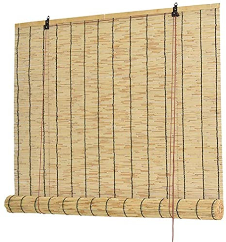 Tissés À La Main Rideau De Roseau, Vintage Imperméable Naturel Store Enrouleur En Bambou, Volets Roulants Protection Solaire Pour Cloison Séparation Cuisine D'étude Domicile,100x120cm(39.5x47in)