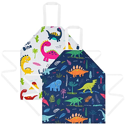 HOTUT Delantales para Niños,2pcs Delantal Infantil,Impermeable y Antiincrustante Delantal Infantil Cocina,Delantales Cocina Niños para Pintar,Cocinar,Hornear,Jardín,Cocina