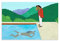 BoJack Horseman David Hockney He Watches He Swimming Poster Bild Druck Wandkunst Poster Gemälde Leinwand Poster Kunstwerke Raum Ästhetik 30 x 45 cm