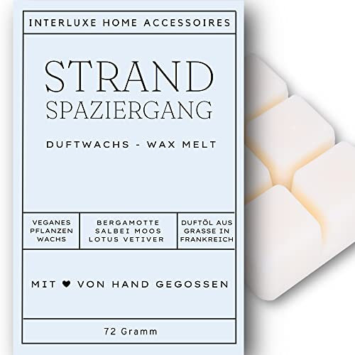 Interluxe Duftmelt Wachsmelt Strandspaziergang angenehm duftend Waxmelt 100% pflanzlich Duftwachswürfel für Duftlampe Wachs mit Duftöl Indoor Melts Duftwachs für Aromalampe